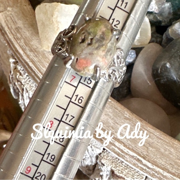 Unakite gem ring sterling silver - Picture 3 of 4